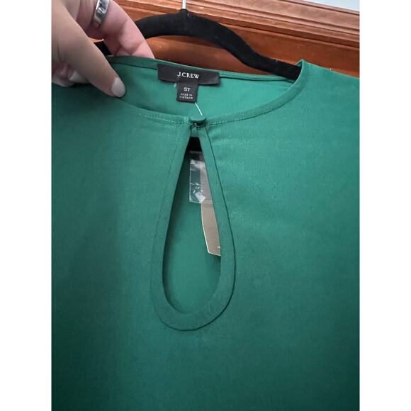 NWT J. Crew Women's Puff Long Sleeve Keyhole Drapey Crepe Blouse Green Size ST - Picture 7 of 12
